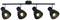Four black ceiling spotlights with visible bulbs are evenly arranged on a horizontal metal bar.