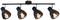 Black ceiling light with four adjustable spotlights, each featuring a visible bulb, mounted on a straight bar.