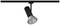Spotlight mounted on a black track, focused beam of light, suitable for targeted illumination in exhibition spaces.