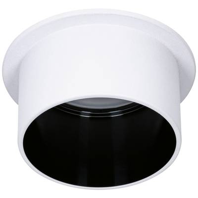 White cylindrical light fitting with a black interior, suitable for ceiling installation to provide discreet illumination in modern spaces.