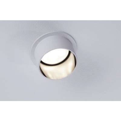 Ceiling spotlight recessed into the ceiling with a modern, white fitting.