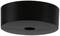Black, round ceiling cover with a flat top surface and a central opening, potentially for cables or a mounting element.