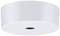 White, cylindrical ceiling light with a simple design, mounted on a smooth surface. Ideal for modern interiors.