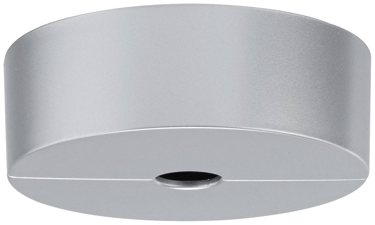 Grey, cylindrical metal object with a smooth surface and a small hole in the centre of the base.