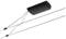 A black FM roof antenna with two long antenna rods and connection cables. Primarily for radio reception in vehicles.