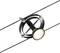 A black ceiling spotlight with integrated LED light is mounted on two parallel-running cables and illuminates downwards.