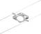 A contemporary, square metal ceiling light, suspended from two cables, with a circular illumination element in the centre.