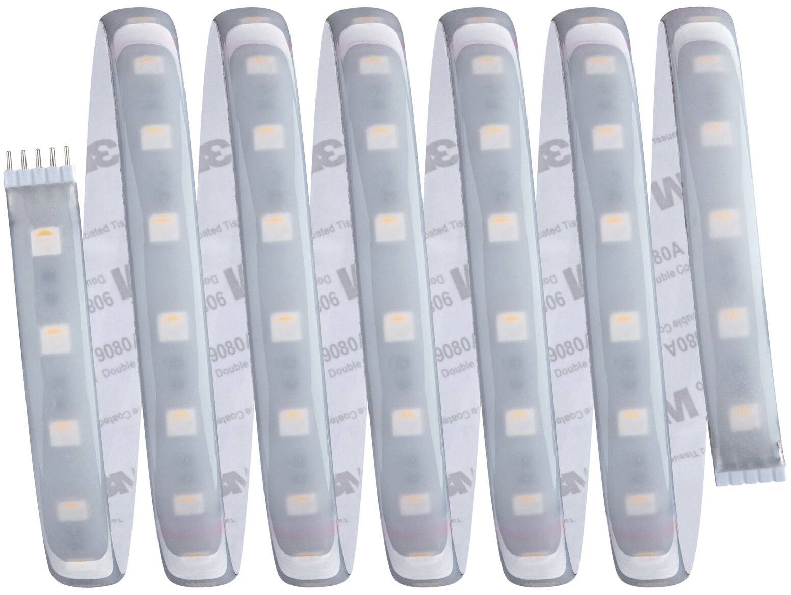 'Flexible LED strips with evenly distributed LEDs, easily bendable, suitable for creative lighting applications.'