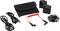 Wireless Microphone Kit with two transmitters, one receiver, black and red audio cables, fur windshield, and a black carry case.