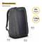 A grey rucksack with dimensions: 48 cm high, 37 cm wide, 17 cm deep. Volume: 20 litres, weight: 1.12 kg.