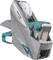 Hand label printer in grey and turquoise, with visible roll and adjustment buttons, suitable for applying price labels.