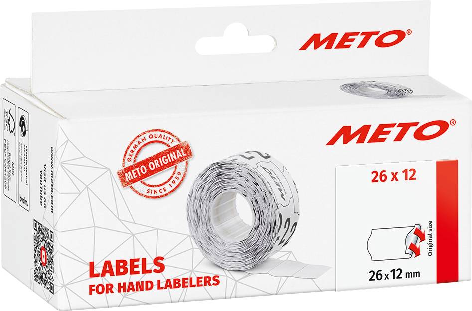 METO Price labels 9506163 Permanent adhesive Label width: 26 mm Label height: 12 mm White 1 pc(s)