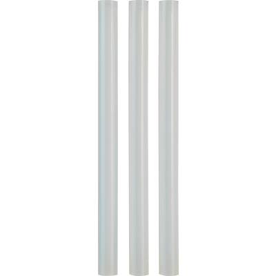 'Three white tubes positioned vertically side by side against a white background.'