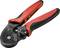 Crimping pliers with red and black handles, suitable for connecting cables and electrical wires.