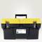 A yellow and black toolbox with a label reading 'INVENTORY No. 123456', against a neutral background.