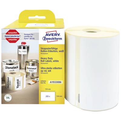 Durable Roll Labels, White, Permanent. Compatible with Dymo LabelWriter. 104mm x 159mm, 200 Labels per Roll.
