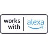 Logo featuring text 'works with Alexa', indicating compatibility with Alexa voice assistants.