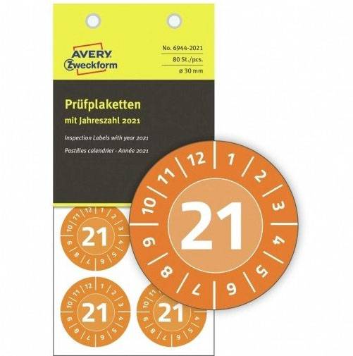 Avery-Zweckform 6944-2021 Test label 2021 Orange Self-adhesive film (permanent) (Ø) 30 mm 30 mm 1 Set-1