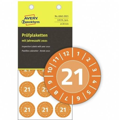 Avery-Zweckform 6945-2021 Test label 2021 Orange Self-adhesive film (permanent) (Ø) 20 mm 20 mm 1 Set-1