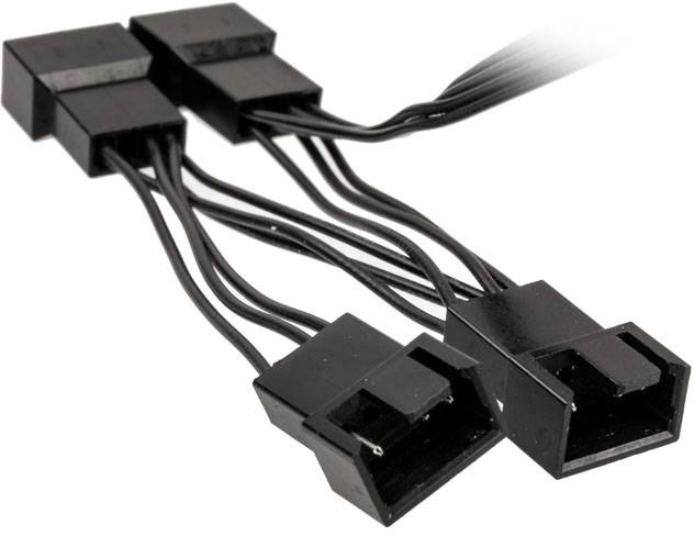 PC fan Y cable [1x PC fan socket 4-pin - 4x PC fan socket 4-pin] 0.35 m Black Kolink
