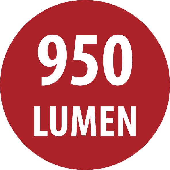 Red circular badge with white text '950' above 'LUMEN'.