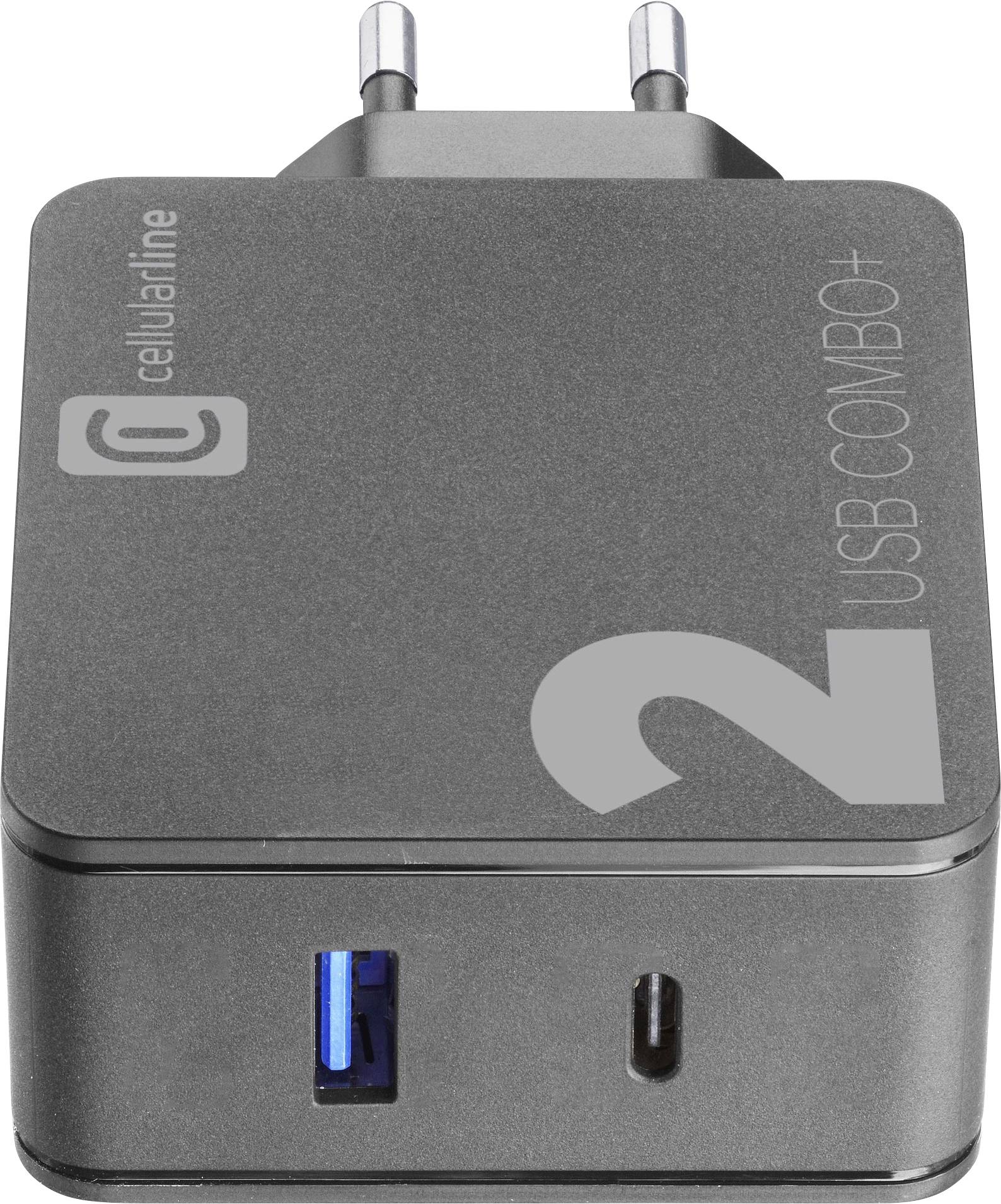 Cellularline ACHITKITC2CQCPD48K USB charger USB 2.0 port A, USB-C® socket Black Mains socket-1