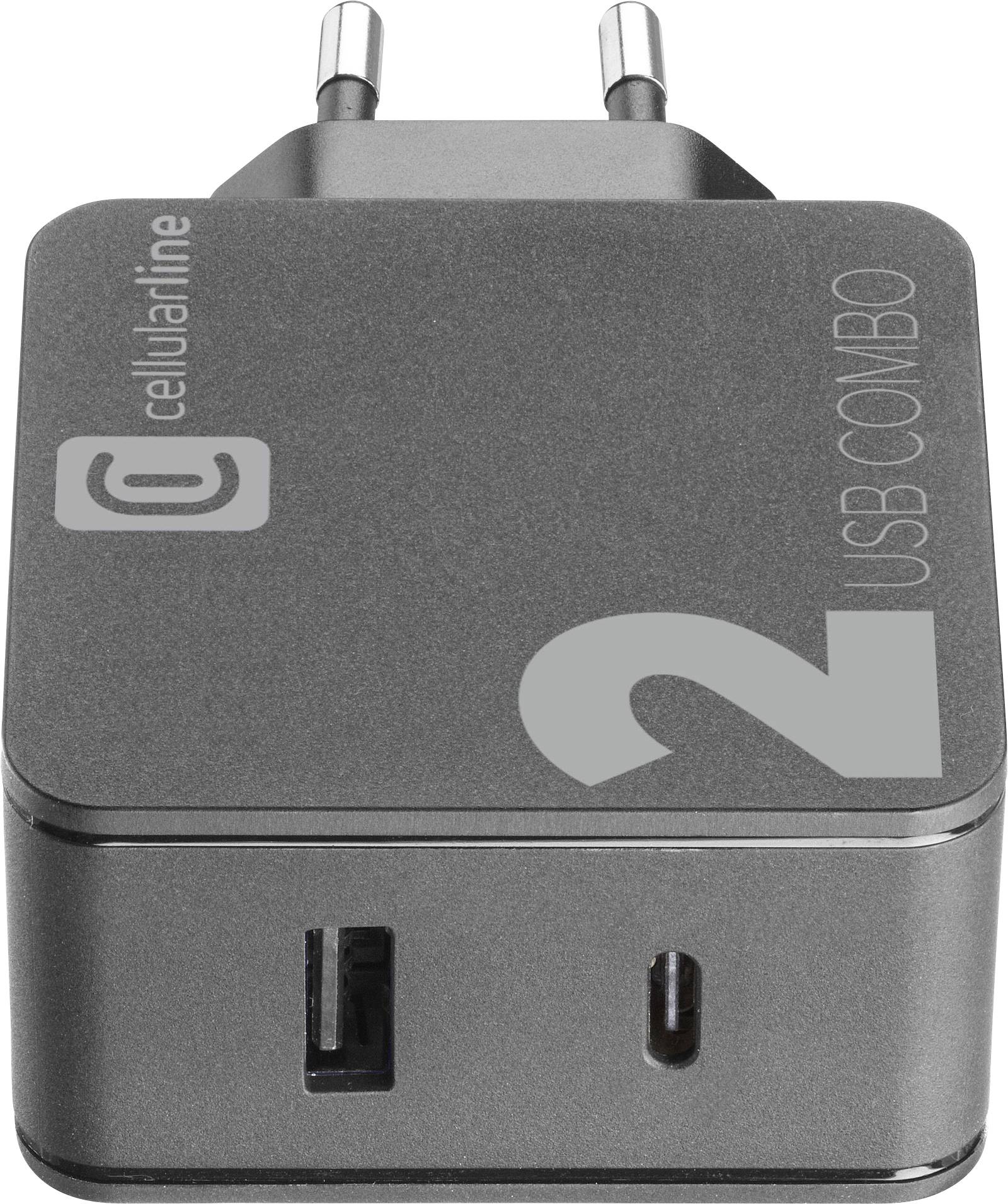 Cellularline USB charger USB 2.0 port A, USB-C® socket Mains socket-1