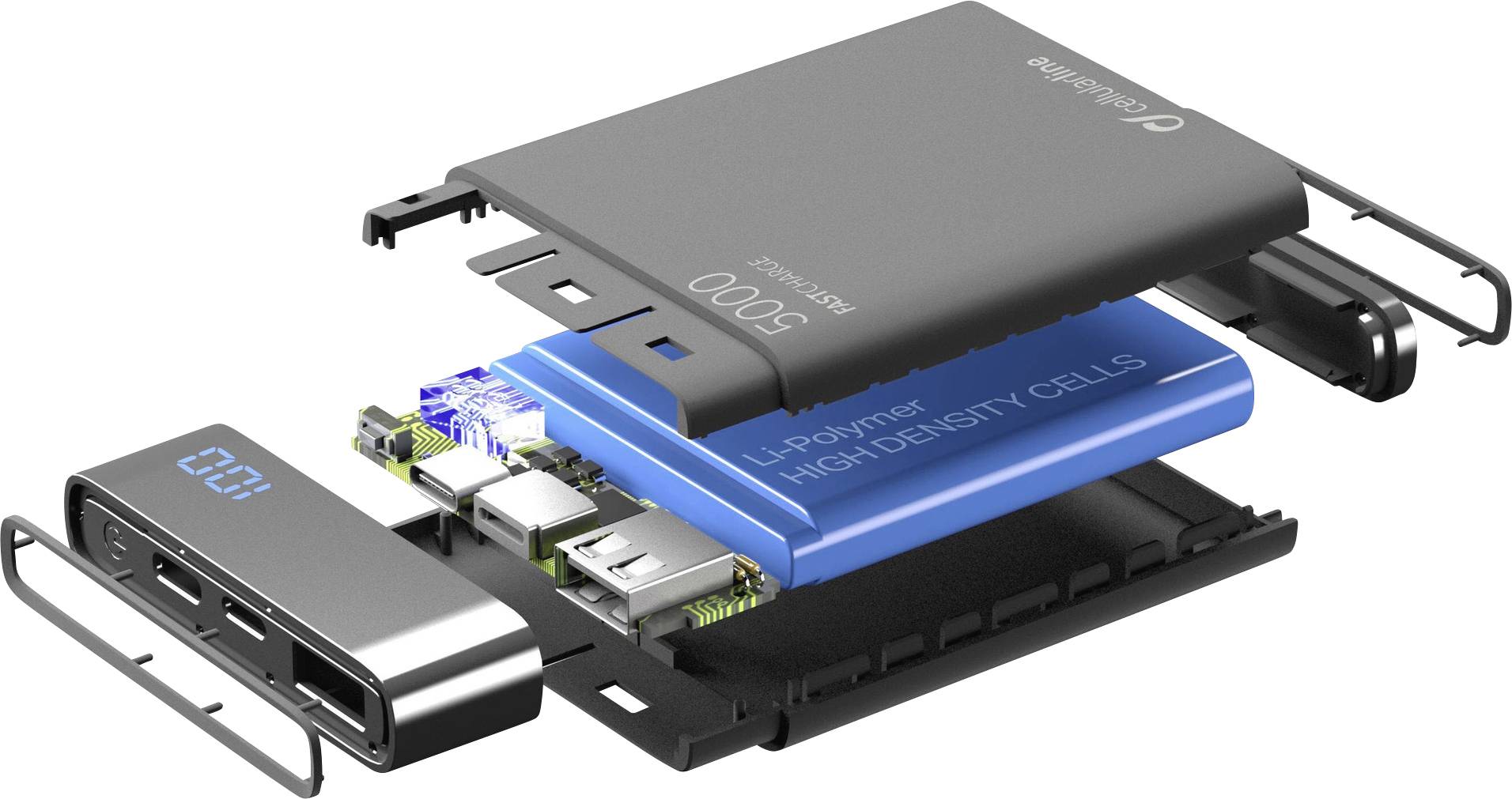 Cellularline Power bank 8000 mAh LiPo USB C®, USB A (USB 2.0) Black-1