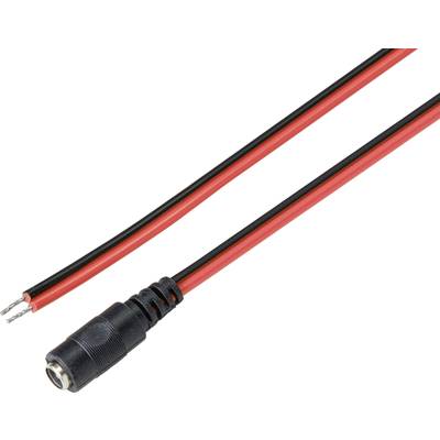 'Black and red cable with a DC power connector, suitable for connecting electrical components.'
