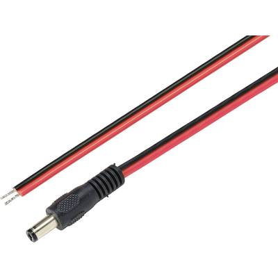 A black and red DC power cable with plug.