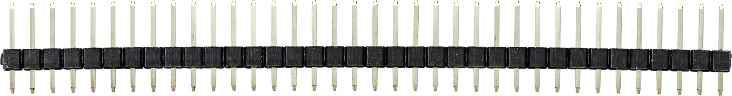 A black electrical connector with metal pins arranged in two rows, used for connecting electronic components.