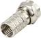 A silver coaxial plug with a ribbed surface, suitable for cable connections in antenna or satellite systems.