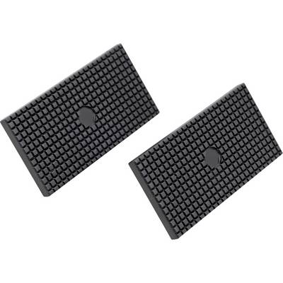 Two black rectangular rubber pads with a ribbed surface and a central hexagonal hole.