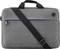 Grey laptop bag with blue zip detail and black shoulder strap, suitable for transporting a laptop.