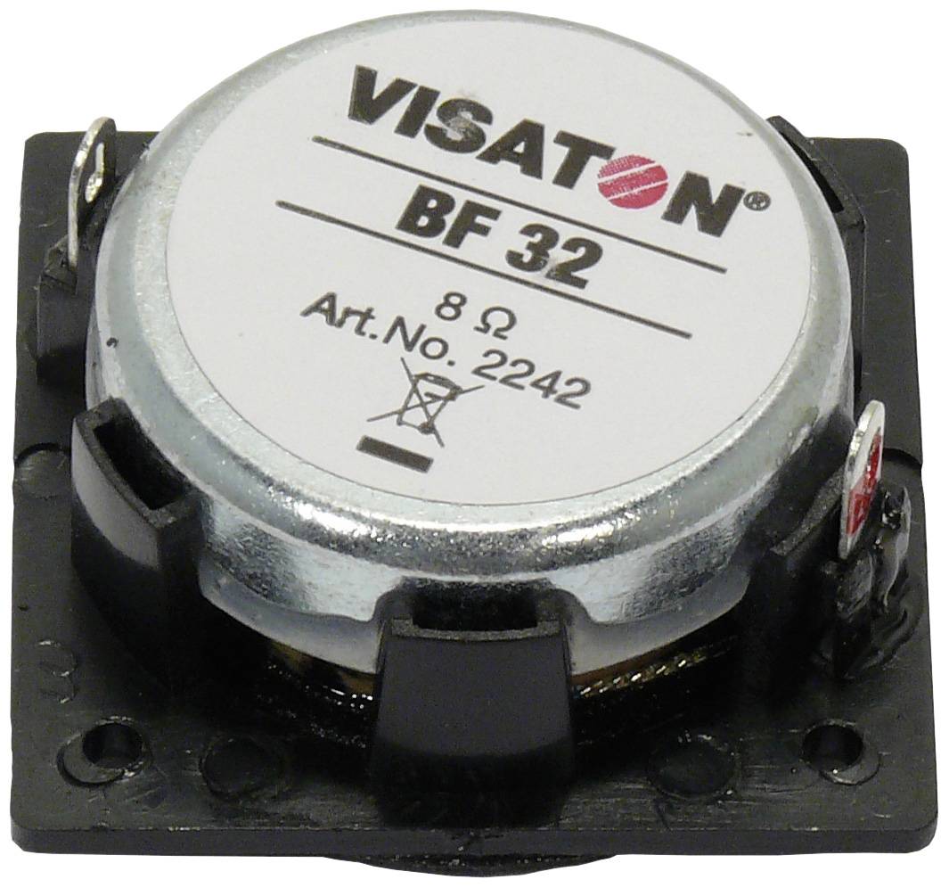 'Visaton BF 32' speaker on black frame, 8 ohms, Art. No. 2242, viewed from above.