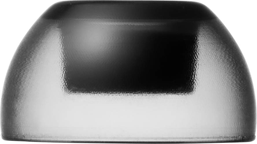 A translucent, curved shell or cover made of smoked glass that allows light to pass through and offers a modern aesthetic.