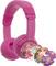 A pink children's headphones with interchangeable covers displaying colourful, child-friendly motifs such as animals and fairy tale characters.