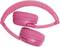 Headphones in a vibrant pink, foldable, with a padded headband and ear cups. Ideal for enjoying music on the go.