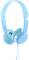 Sky blue, wired headphones with padded ear cups and an adjustable headband.