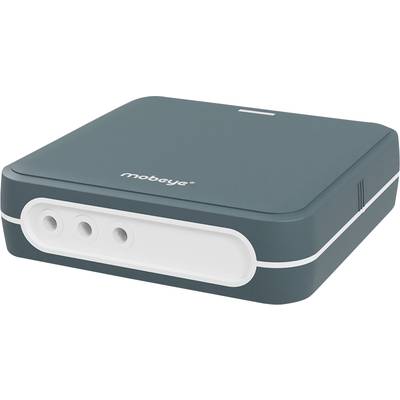 Dark green, rectangular device with three round ports on the front, possibly an electronic device for connections.