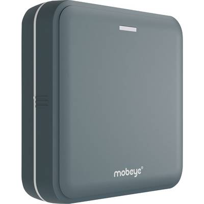 A dark grey, square electronic device with rounded corners and a narrow slot at the top. 'Mobeye' logo at the bottom.