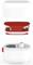 White, compact food processor with a red, removable cable holder. Features a control panel on top for various settings.