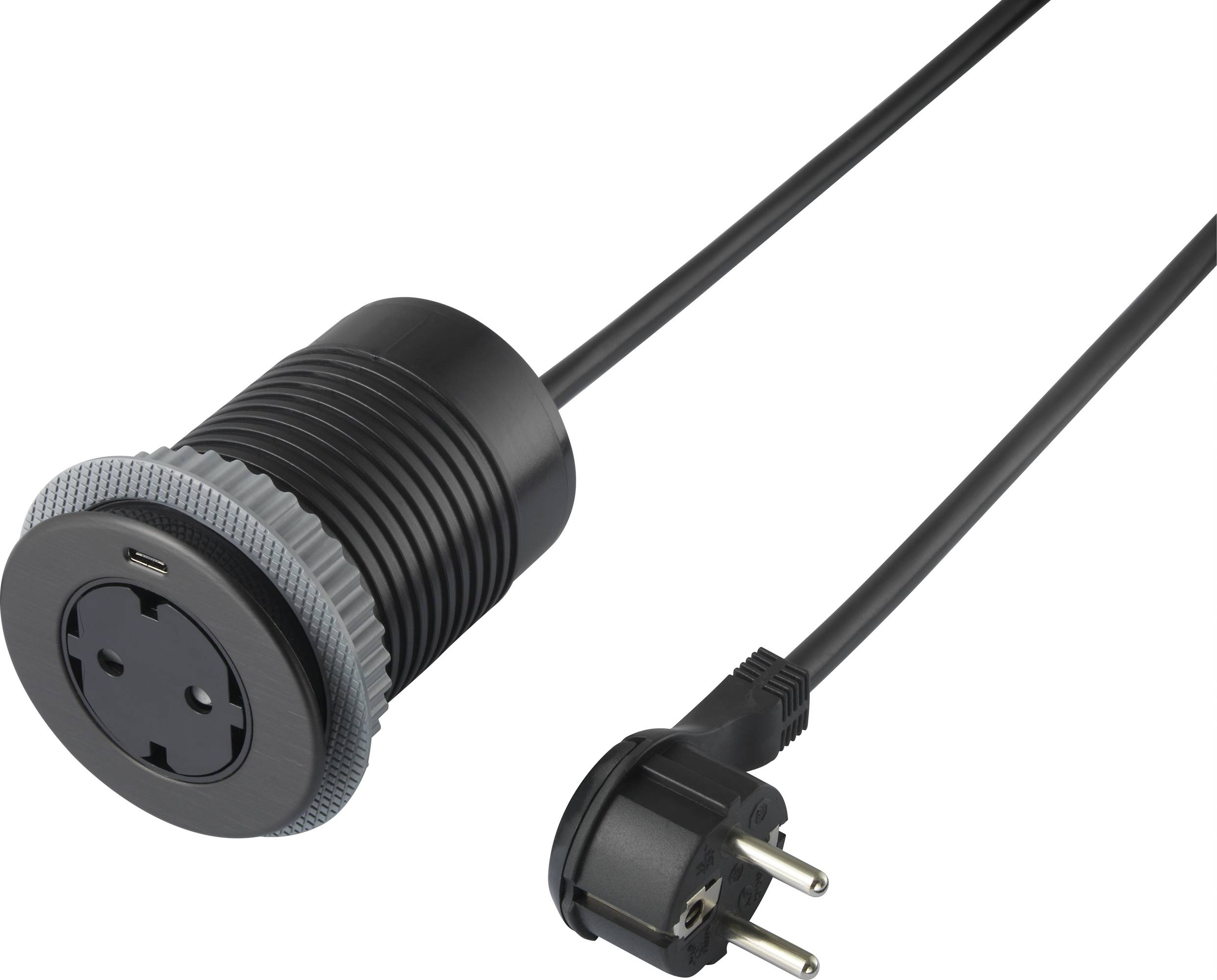 Image of Sygonix SY-4780160 Flush-mount socket incl. USB, Child safety, incl. USB-C® Black