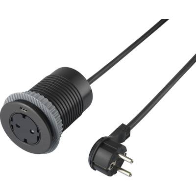 Image of Sygonix SY-4780160 Flush-mount socket incl. USB, Child safety, incl. USB-C® Black