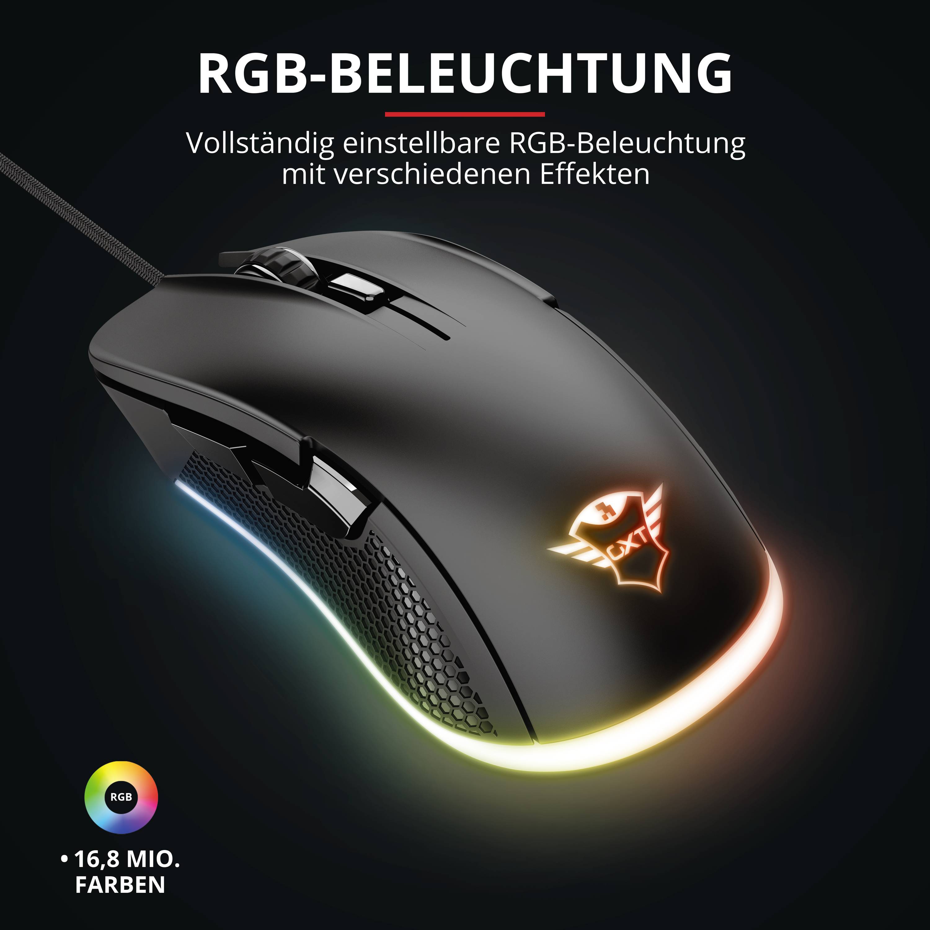 Trust GXT 922 YBAR Gaming mouse USB Optical Black, RGB 6 Buttons Backlit-6