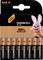 Pack of 16 AAA Duracell Plus batteries, advertised with '100% extra life'. Features the Duracell mascot, a pink bunny.
