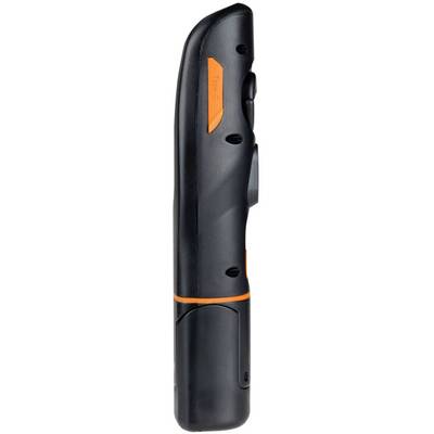 Black and orange electronic device with multiple buttons, side view.<br><br>(Note: As the text appears to be a descriptive caption or image description, the translation is quite literal and straightforward in British English.)