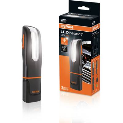 'OSRAM LEDinspect MINI 250' Torch and Packaging. Compact Design, Suitable for Vehicle Inspections. 250 Lumens, 2-Year Warranty.