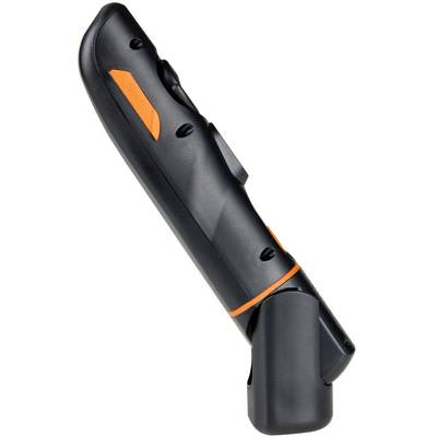 Black, slender tool with orange accents and ergonomic design, likely for industrial use.