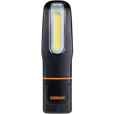Black LED torch by Osram with orange logo on the front, showcasing modern design for portable lighting.
